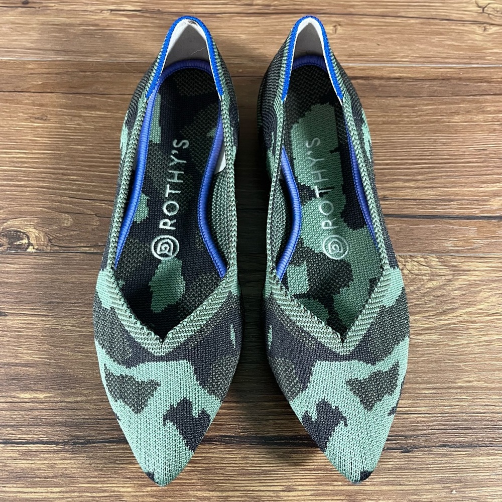 ROTHY’S ‘The Point’ Camo Slip-On Flats Shoes Women’s Size 6.5